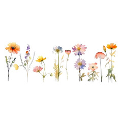 wild plants watercolor. generative ai