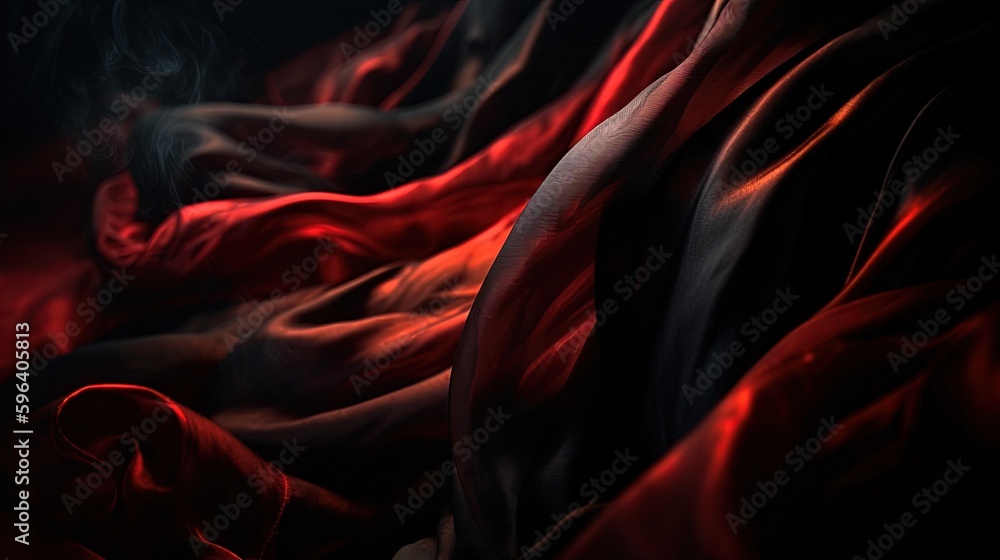 Poster a red and black background with a red blanket and a black background. generative ai