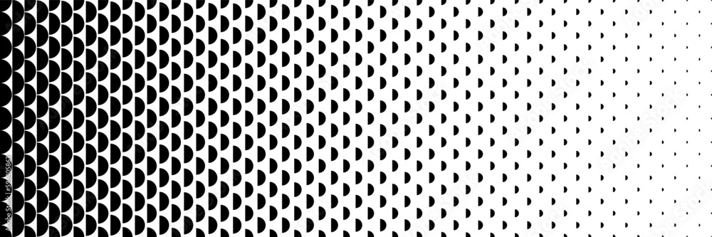 Poster horizontal black halftone of semicircle design for pattern and background.