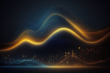 Futuristic big data visualization wave connecting neural network and moving on earth.Generative AI