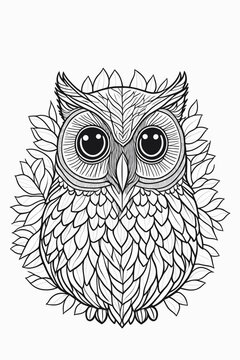 Owl coloring page. Great for coloring book, wrapping, printing, fabric and textile. Vector illustration