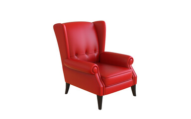 red leather armchair on white background