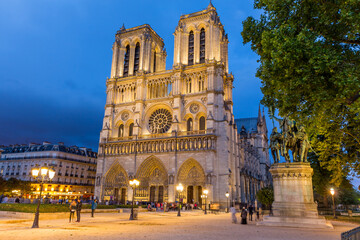 Fototapeta na wymiar Notre Dame Cathedral in Paris at night