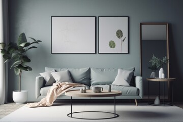 Green Sage Living Room Interior Design Created with Generative AI