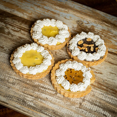 muffins on a wooden table