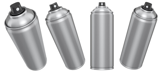 Set of cans of spray paint on white background. Spray bottle and dispenser