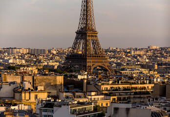 The Eiffel Tower in Paris at sunset