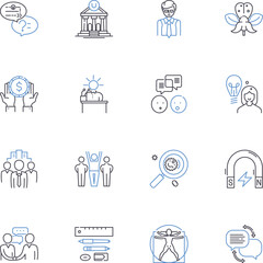 Fototapeta premium Coaching sessions line icons collection. Transformation, Empowerment, Clarity, Progress, Growth, Insight, Support vector and linear illustration. Motivation,Accountability,Confidence Generative AI