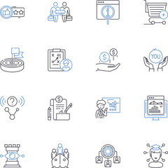 Plot and storyline line icons collection. Intrigue, Narrative, Twists, Climax, Suspense, Arc, Structure vector and linear illustration. Conflict,Tension,Denouement outline signs set Generative AI