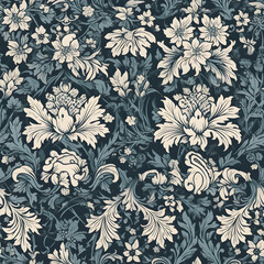 Seamless vintage floral pattern, ai generative illustration