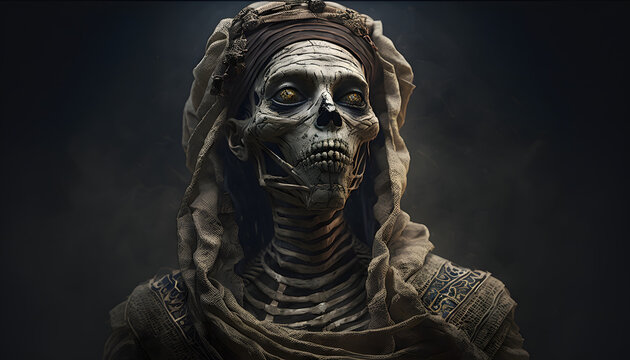 Creepy undead mummie walking around.