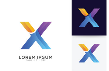 Vector X letter logo design vibrant colors template.