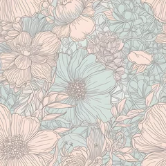 Fototapeten Seamless vintage pastel floral pattern, ai generative illustration © Cla78
