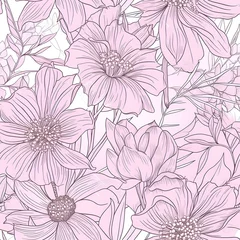 Fototapeten Seamless vintage pink pastel floral pattern, ai generative illustration © Cla78