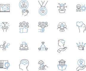 Staff researching line icons collection. Investigation, Analysis, Inquiry, Exploration, Examination, Probing, Scrutiny vector and linear illustration. Fact-finding,Surveying,Reviewing Generative AI