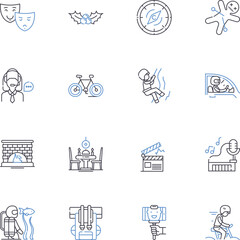 Rejoicing events line icons collection. Celebrate, Festive, Jubilant, Joyful, Soiree, Gala, Fete vector and linear illustration. Complimentary,Exhilarating,Euphoric outline signs set Generative AI