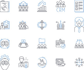 Engineering group line icons collection. Innovation, Problem-solving, Efficiency, Design, Experimentation, Technologies, Precision vector and linear illustration. Generative AI