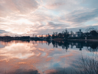 Fototapeta premium sunset over the river