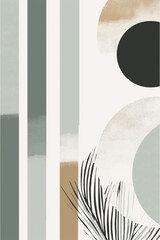 minimalistic simple boho abstract art grey and mint  , Generative AI