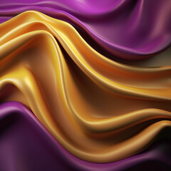 Fototapeta premium Gold and Purple Gradient Silk Fabric. Abstract Background