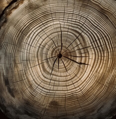 wooden tree trunk ring, circular tree trunk pattern. Generative Ai.