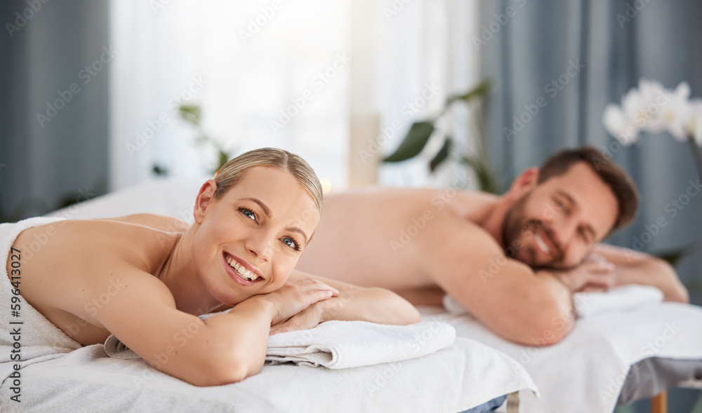 Poster time spent getting a massage is never wasted. shot of a couple enjoying a day at the spa.