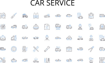 Car service line icons collection. Ritual, Etiquette, Protocol, Culture, Norms, Customs, Hierarchy vector and linear illustration. Formality,Corporate,Rules outline signs set Generative AI - obrazy, fototapety, plakaty