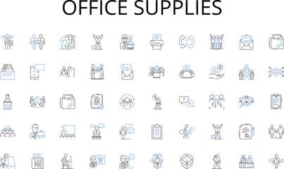 Office supplies line icons collection. wealth, returns, growth, prosperity, profits, riches, yield vector and linear illustration. earnings,capital,gains outline signs set Generative AI
