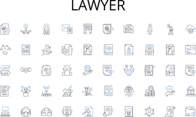 Lawyer line icons collection. Sustainable, Nature, Green, Wildlife, Adventure, Conservation, Responsible vector and linear illustration. Trekking,Explorer,Ecotourism outline signs set Generative AI