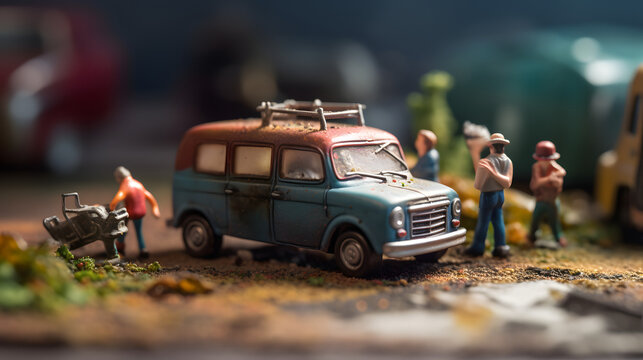 Toy photography miniature playful creative two Generative AI