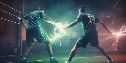 Two players engaged in a physical battle for position in  Generative AI