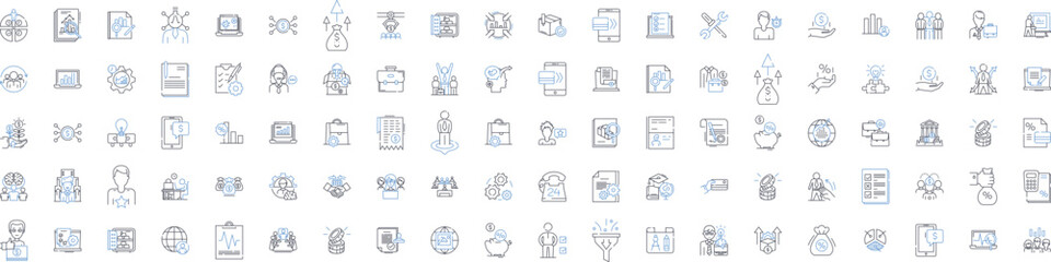Financial management line icons collection. Budgeting, Investment, Saving, Accounting, Planning, Analysis, Capital vector and linear illustration. Cashflow,Credit,Debt outline signs set Generative AI