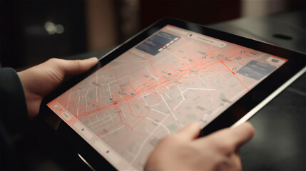 a view of the iPad on which a map can be seen, generativ AI
