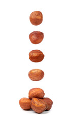 Nut Kernels, Hazelnuts Pile Isolated, Healthy Organic Nuts Group, Nut Kernels on White