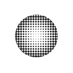 Halftone abstract dotted circle. Round halftones geometric dots gradient. Texture template. Vector illustration isolated.