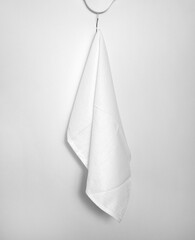Hanging towel. White cotton Towel Mockup	