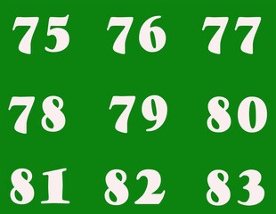 set of numbers on white background