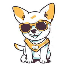 Fototapeta na wymiar Kawaii Cute happy dog wearing sunglasses