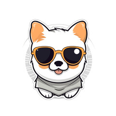 Kawaii Cute happy dog wearing sunglasses