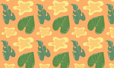 Tropical background with green leaves