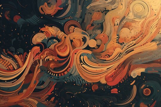 An Unconventional Painting Featuring An Abstract Pattern Design With Intricate Details, Suitable For Use As Wallpaper Or Illustration. Generative AI