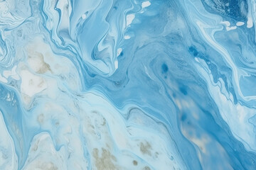 Blue marble abstract background. Decorative acrylic paint pouring rock marble texture. Horizontal Blue wavy abstract pattern, created with Generative AI