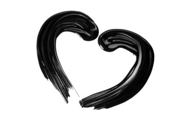 Heart shape from black mascara on transparent background. Beauty product swatch