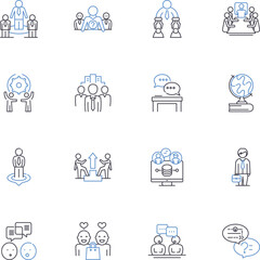 Online chat line icons collection. Messaging, Communication, Live, Texting, Conversation, Chatting, Instant vector and linear illustration. Internet,Web-based,Chitchat outline signs set Generative AI