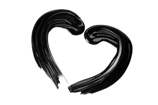 Heart shape from black mascara on transparent background. Beauty product swatch - Powered by Adobe