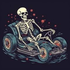 Skeleton is driving. Dangerous driving concept..