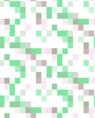 Green Pink and Taupe Pastel Grid Print