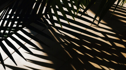 Palm leaf shadow background. Illustration Generative AI.