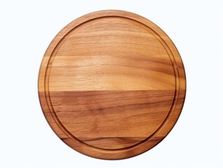 Wooden round cutting board isolated on white background.