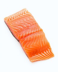 Salmon fillet isolated on white background - Healthy food and diet concept